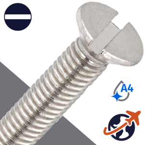 M3X0.5 Flat Head Screw Slotted - A4 Stainless DIN 963