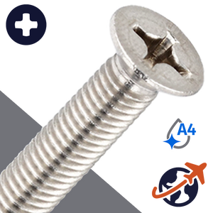 M3X0.5 Flat Head Screw Phillips - A4 Stainless DIN 965