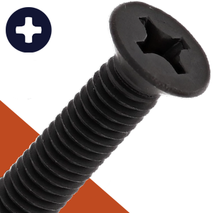 M5 Flat Head Phillips,Stainless + Black Oxide,DIN 965