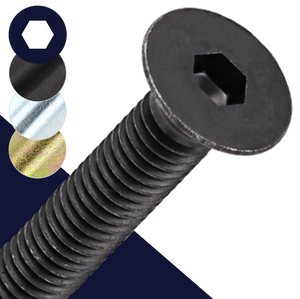 M10X1.25 Fine Flat Socket Head,Class 10.9 Steel, Zinc Finishes,Countersunk DIN 7991