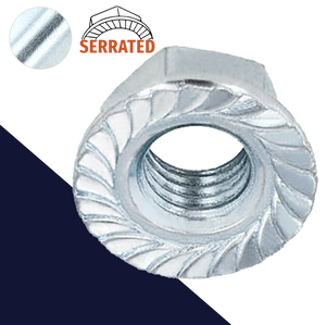 M8X1.0 Serrated Flange Nut,Steel Zinc Plated,Fine Thread 12mm Wrench