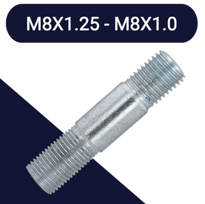 M8X1.25 + M8X1.0, 47mm Combi Thread Stud Zinc Class 10.9 hardened Steel