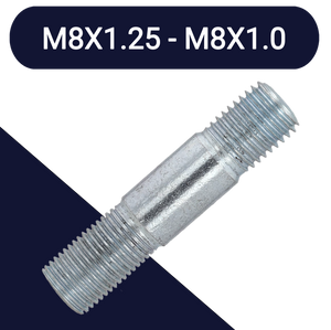 M8X1.25/M8X1.0 Double End,Class 10.9 Steel,Coarse to Fine Stud