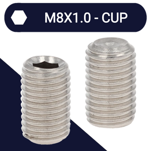 M8X1.0 Fine Set Screw,Stainless Steel A2,DIN 916 Cup Point