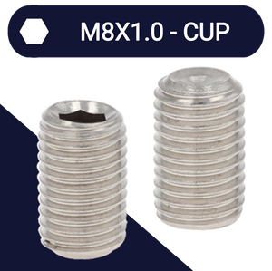 M8X1.0 Fine Set Screw,Stainless Steel A2,DIN 916 Cup Point