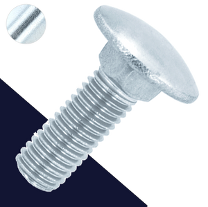 M5X0.8 Coarse DIN 603 Carriage Bolt + Nut Class 4.6, Zinc Plated
