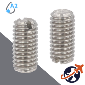 M2.5X0.45 Slotted Flat Point Set Screw - A2 Stainless DIN 551