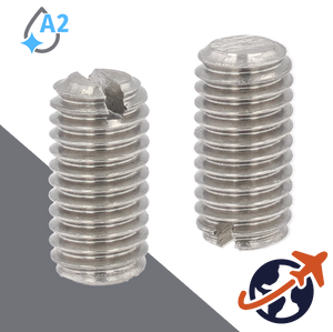 M1.6X0.35 Slotted Set Screw,A2 Stainless FLAT Point,DIN 551 / ISO 4766