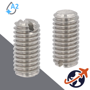 M6X1.0 Slotted Flat Point Set Screw - A2 Stainless DIN 551