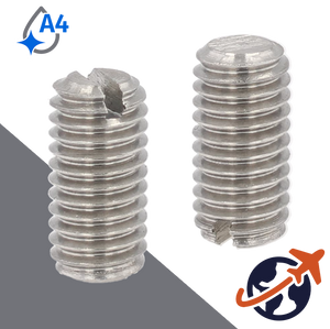 M10X1.5 Slotted Flat Point Set Screw - A4 Stainless DIN 551