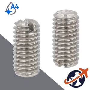 M6X1.0 Slotted Flat Point Set Screw - A4 Stainless DIN 551