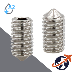 M10X1.5 Cone Point Set Screw,A2 Stainless Steel,ISO 4027 / DIN 914