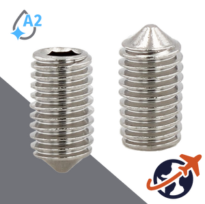 M10X1.5 Cone Point Set Screw,A2 Stainless Steel,ISO 4027 / DIN 914