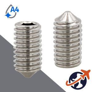 M10X1.5 Cone Point Set Screw,A4 Stainless Steel,ISO 4027 / DIN 914