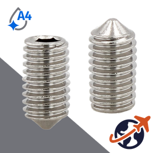 M10X1.5 Cone Point Set Screw,A4 Stainless Steel,ISO 4027 / DIN 914