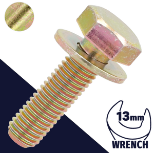 M8X1.25 Hex SEMS,Steel Yellow Zinc,Flat Washer / Wrench 13mm
