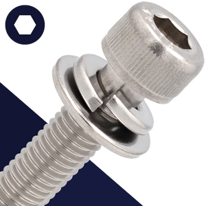 M5X0.8 SEMS Socket Head,Stainless Steel,Flat + Lock Washer