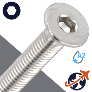 M3X0.5 Flat Head Cap Screw - A2 Stainless ISO 10642 / DIN 7991
