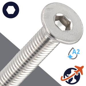 M6X1.0 Flat Head Cap Screw - A2 Stainless ISO 10642 / DIN 7991