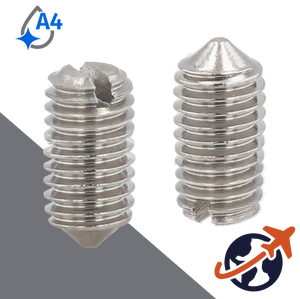 M10X1.5 Slotted Set Screw,A4 Stainless CONE Point,DIN 553 / ISO 7434