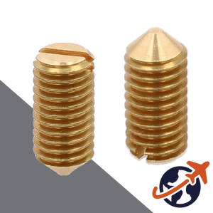M4X0.7 Slotted Cone Point Brass Set Screw - Brass DIN 553 Extended Lengths
