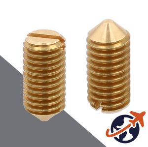 M5X0.8 Slotted Cone Point Brass Set Screw - Brass DIN 553 Extended Lengths