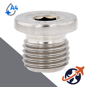 Flanged Allen Socket BSPP British Plug - A4 Stainless MARINE DIN 908