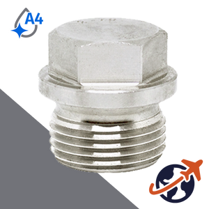 Flanged Hex BSPP British Plug - A4 Stainless MARINE DIN 910