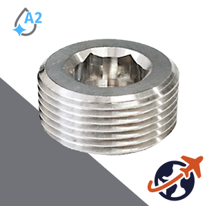 Taper Allen Socket BSPT British Plug - A2 Stainless DIN 906