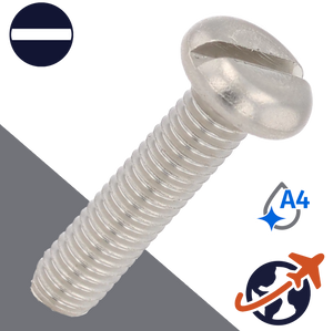 M6X1.0 Pan Head Slotted - A4-70 Stainless DIN 85