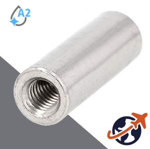 Round Coupler Nut,Non-Stock Lengths,A2-50 Stainless