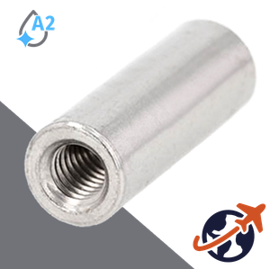 Round Coupler Nut,Non-Stock Lengths,A2-50 Stainless