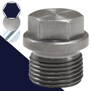 British Flanged Hex Plug,Steel, Plain & Zinc,DIN 910 BSPP
