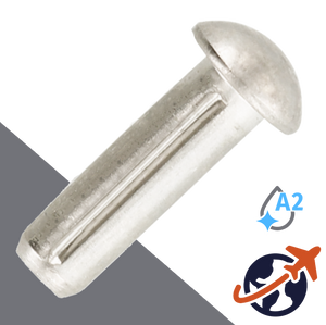 M1.4 Grooved Pin, Round Head,A2 Stainless,DIN 1476