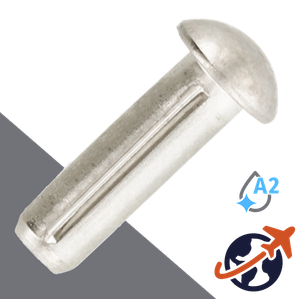 M1.4 Grooved Pin, Round Head,A2 Stainless,DIN 1476