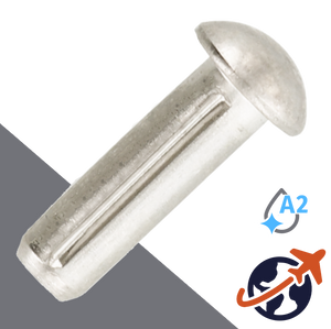 M1.4 Grooved Pin, Round Head,A2 Stainless,DIN 1476