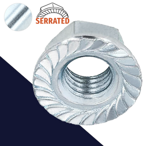M10X1.0 Serrated Flange Nut,Steel Class 10 Zinc Plated,ExFine Thread 14mm Wrench