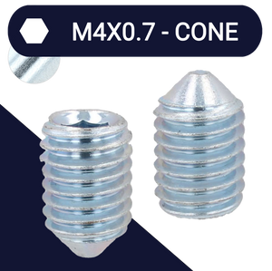 M4X0.7 Set Screw,Steel Class 45H,DIN 914 Cone Point