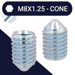 M8X1.25 Set Screw,Steel Class 45H,DIN 914 Cone Point