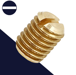 M3X0.5 Flat Point Grub Screw,DIN 551 / ISO 4766 Flat Point,Slotted Drive, Brass