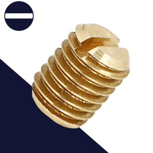 M3X0.5 Flat Point Grub Screw,DIN 551 / ISO 4766 Flat Point,Slotted Drive, Brass