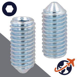 M10X1.5 Cone Point Set Screw - DIN 914 Zinc Plated