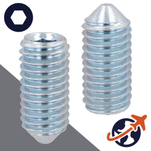 M10X1.5 Cone Point Set Screw,Steel Class 45H,ISO 4027 / DIN 914