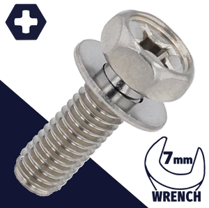 M4X0.7 Hex Phillips SEMS Stainless Steel, Flat Washer