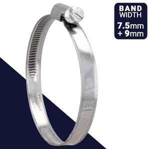 Norma TORRO/GEMI Clamp,W2 Stainless Band, Slotted Drive,7.5mm + 9mm Band