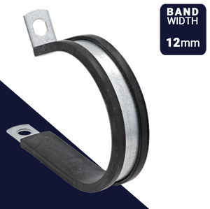 Clamp W1 Steel + EPDM ABA Rubber Lined Pipe Retaining 12mm Band