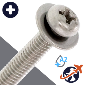 M8X1.25 Pan Phillips SEMS Large FW - Stainless