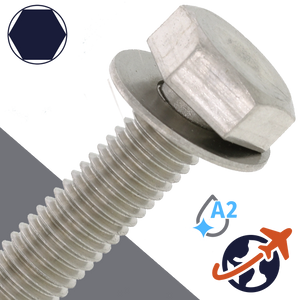 M10X1.5 Hex Head SEMS,Flat Washer OD: 22mm,Stainless