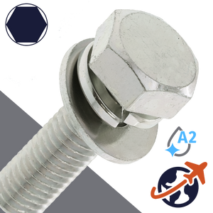 M4X0.7 Hex Head SEMS LW FW 10mm - Stainless