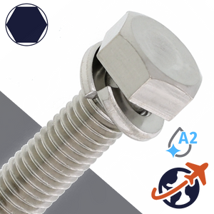 M8X1.25 Hex Head SEMS LW 13mm WAF - Stainless